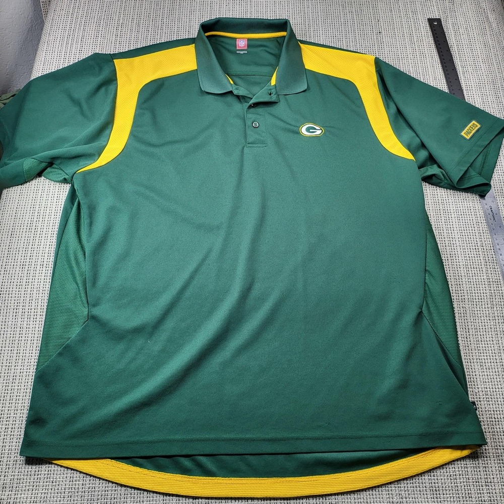 Green Bay Packers Shirt Mens 2XL Green NFL Football NFL Polo Performance Top